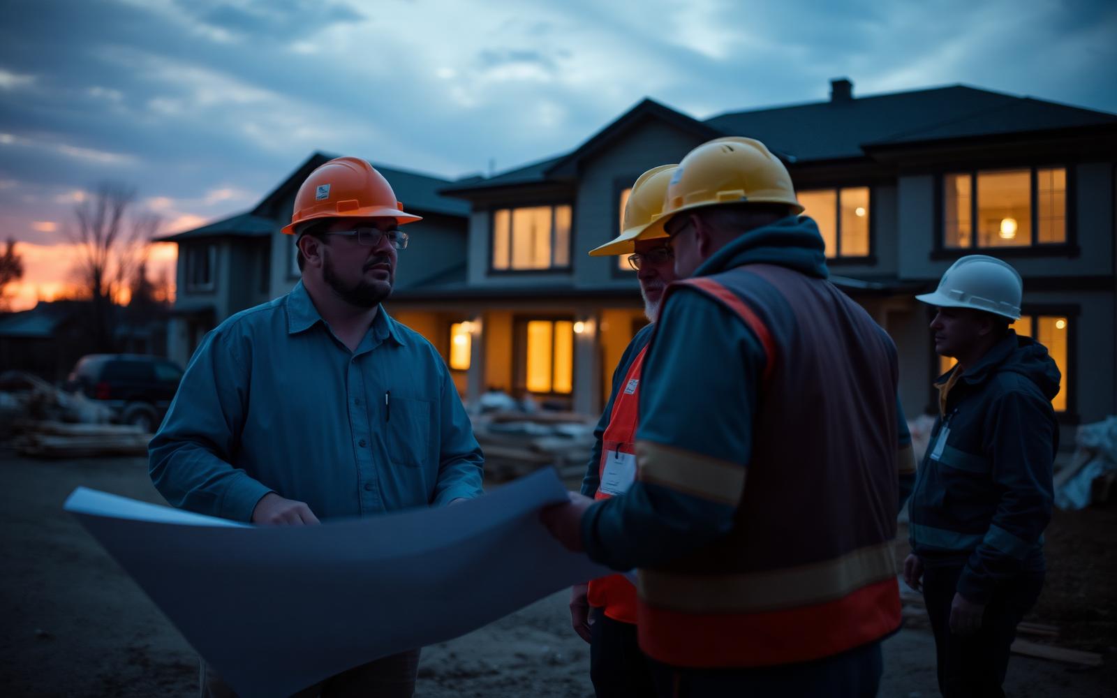 Construction superintendent reviewing plans on a jobsite